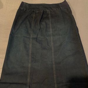 Woman within long denim skirt 16W